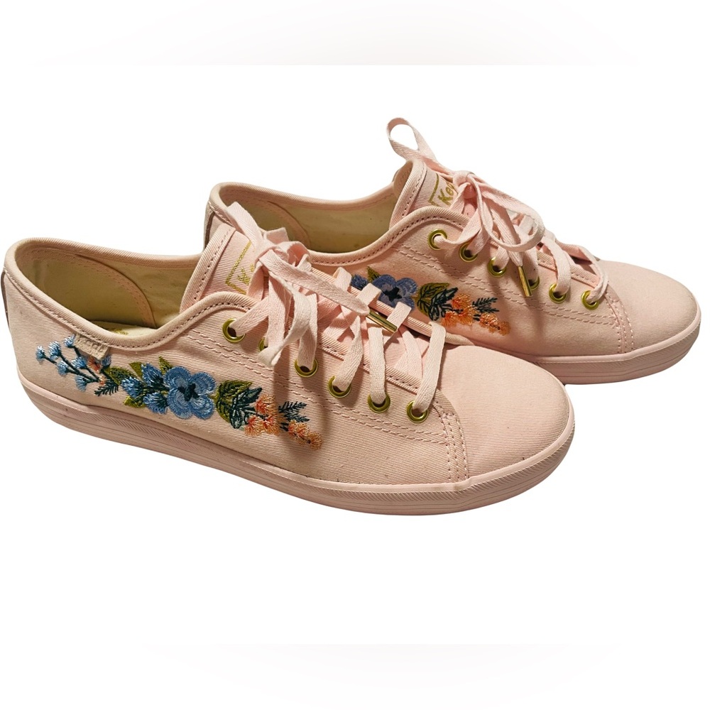 Keds x Rifle Paper Co Sneaker Women's Size 7.5 Pink Embroidered Floral Flower